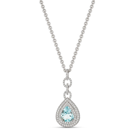 Regal Collection® Aquamarine Pear Shaped Necklace | White Gold