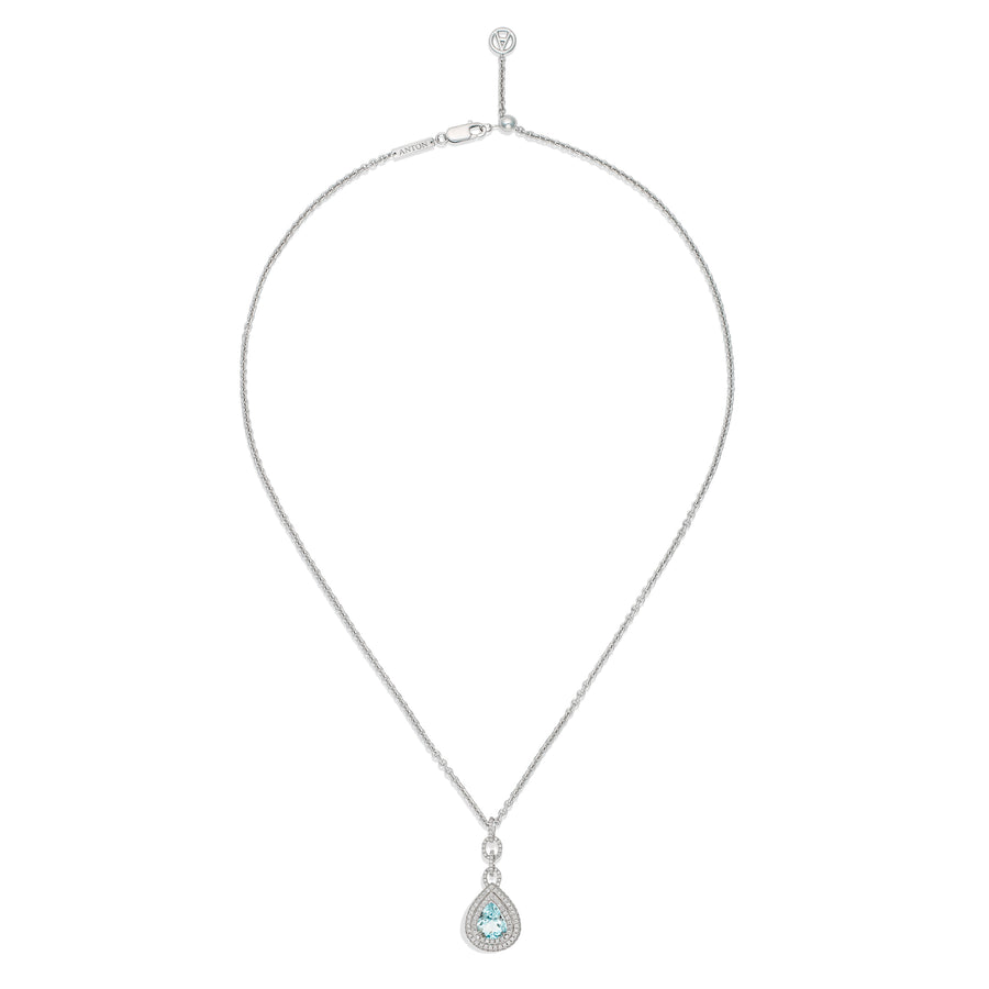 Regal Collection® Aquamarine Pear Shaped Necklace | White Gold
