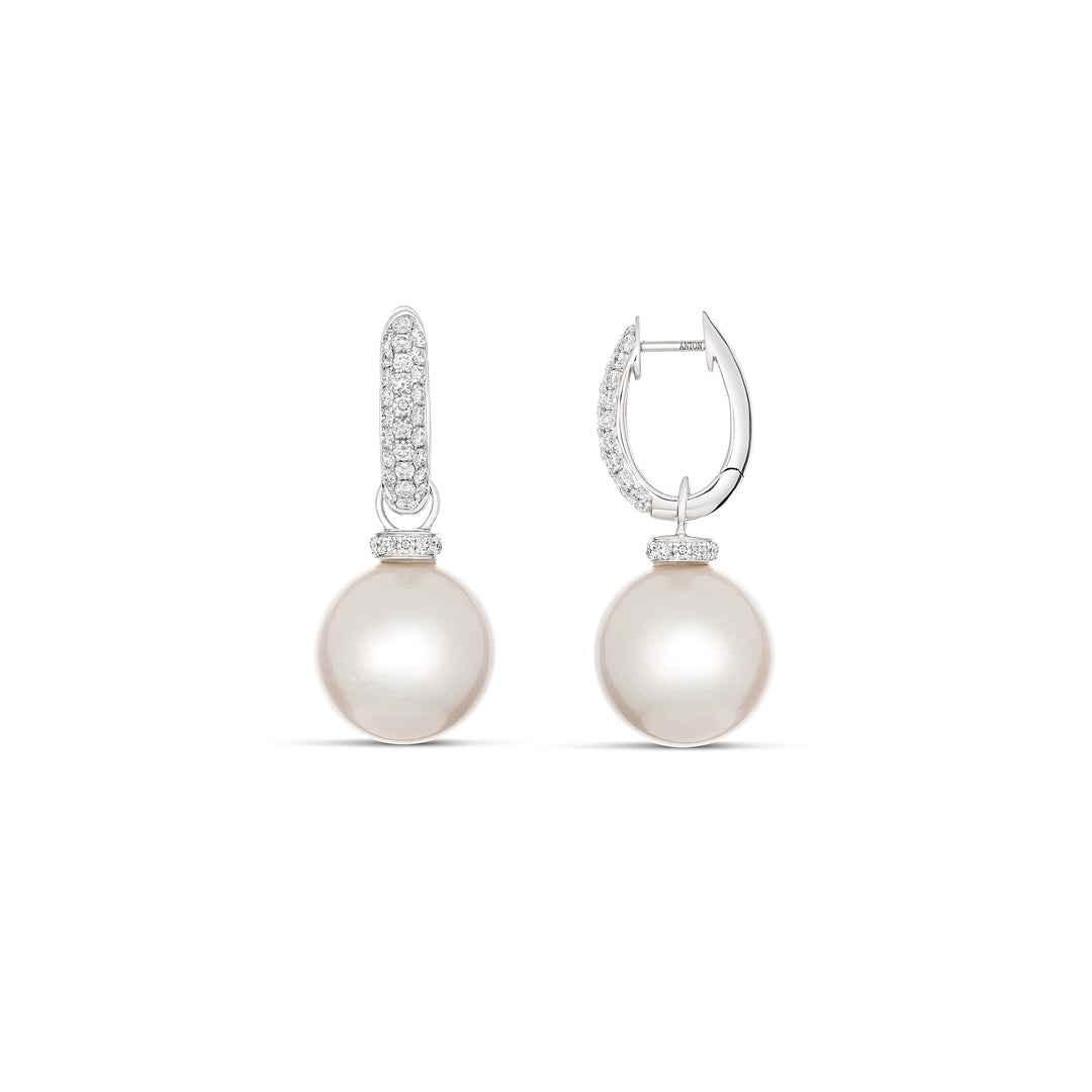 Artisan Pearl and Diamond Drop Earrings - ARTISAN-E25679PEARL-WG