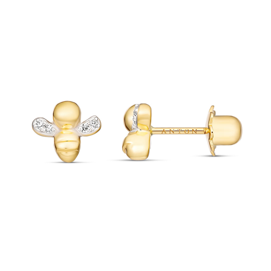 Little Rocks® Bee Stud Earrings | 18K Yellow Gold