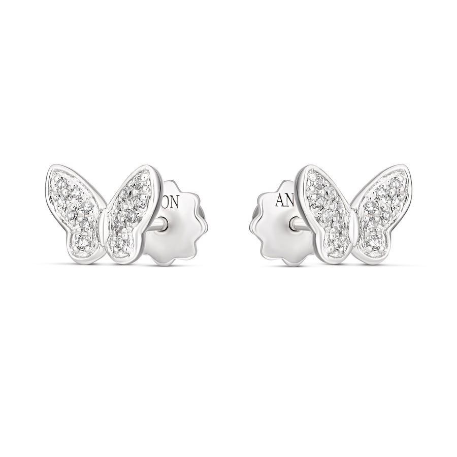 Little Rocks® Butterfly Diamond Stud Earrings | 18K White Gold
