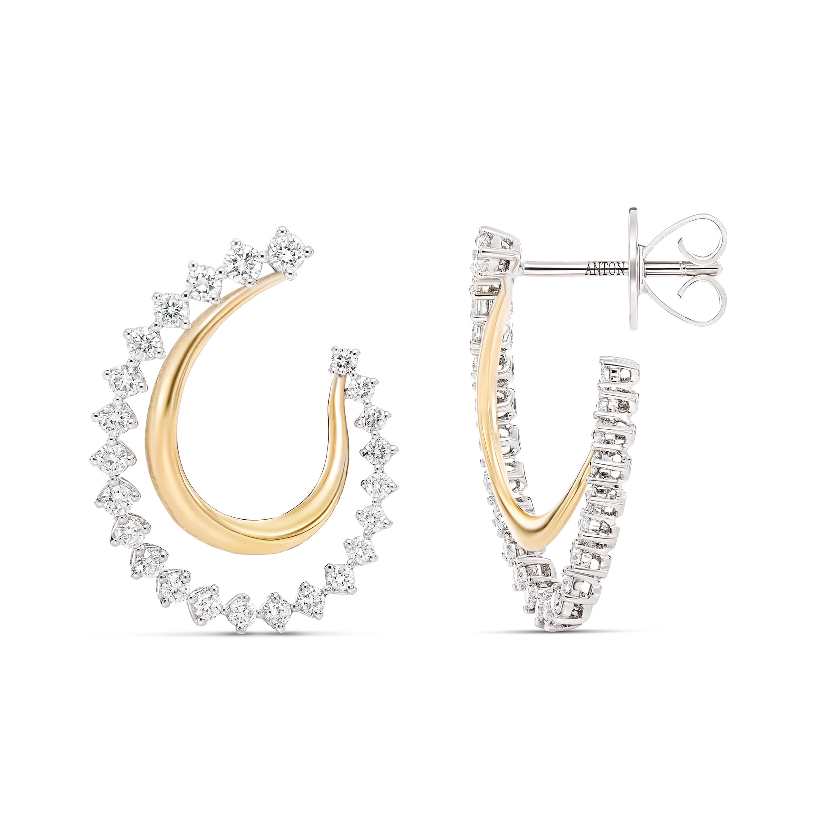 Capri Dreaming® Compass Single Diamond Earrings | White & Yellow Gold ...