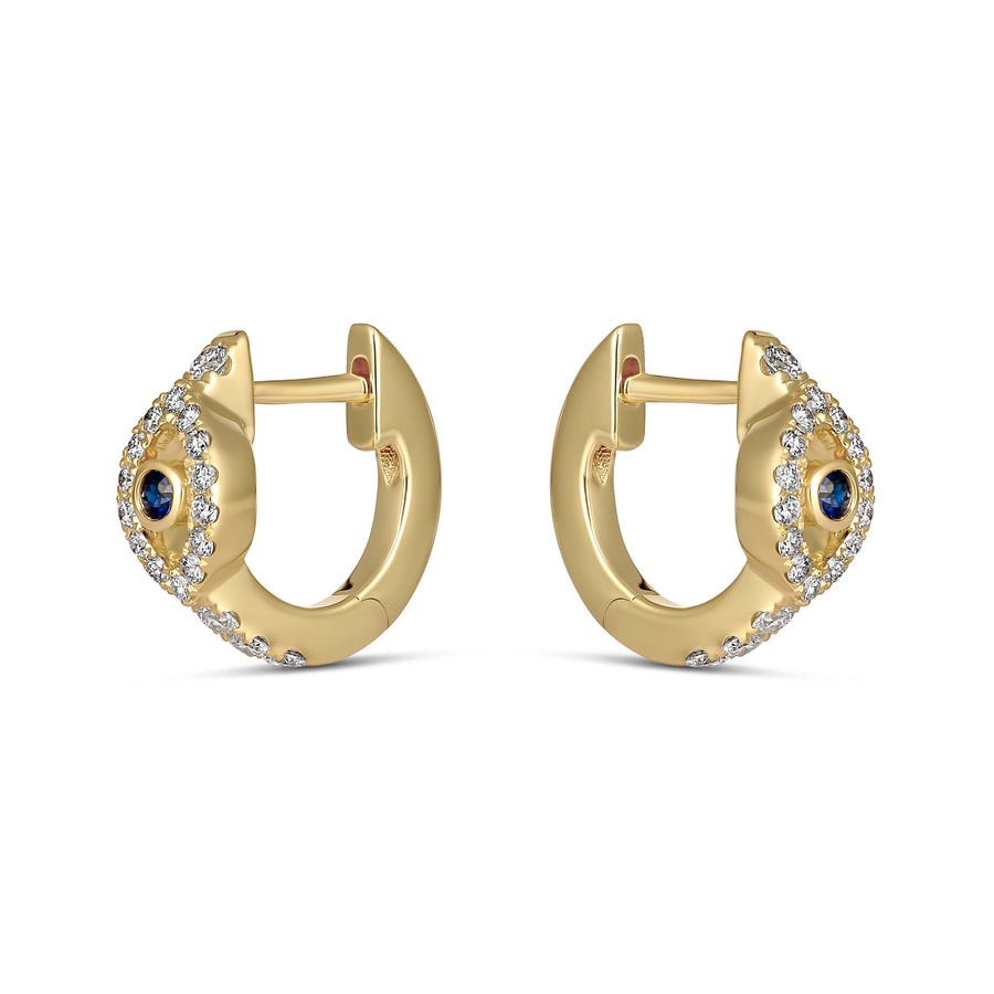 Capri Dreaming™ Cora Evil Eye Diamond Huggies | Yellow Gold