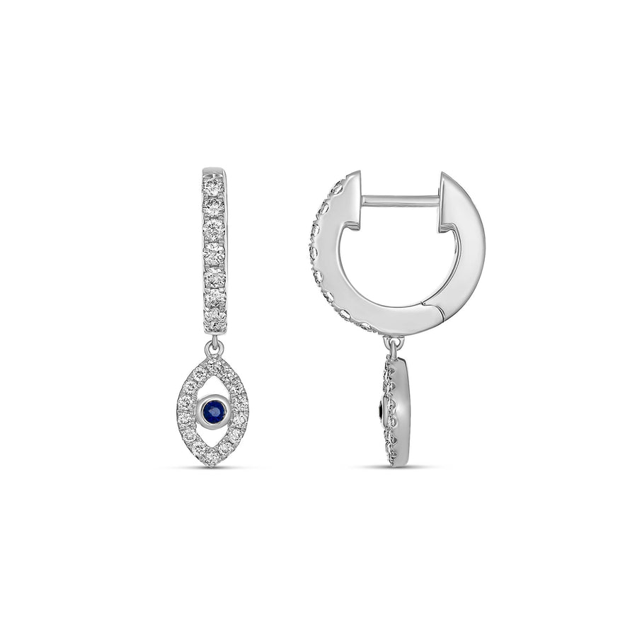Capri Dreaming™ Cora Evil Eye Diamond Drop Earrings | White Gold
