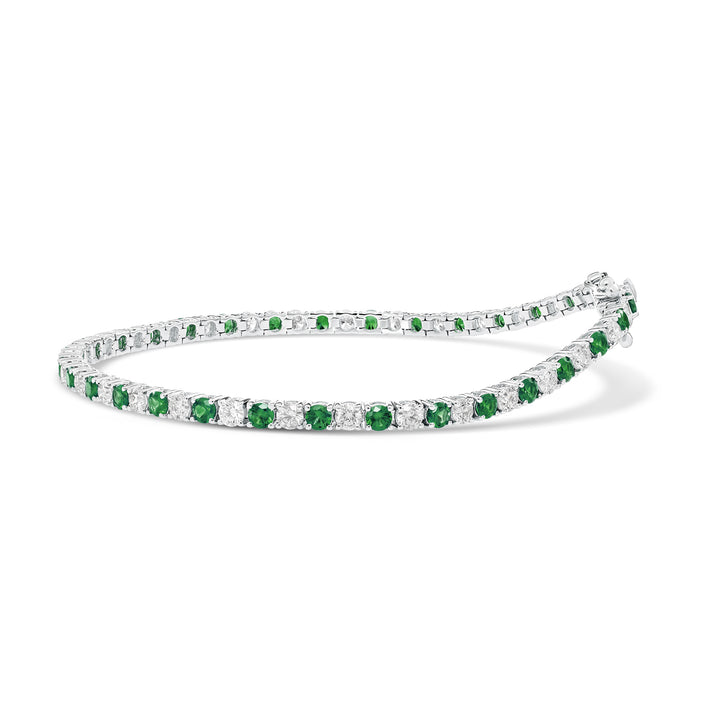 Tennis | Classic Gem and Diamond Tennis Bracelet with Brilliant Diamonds and Emerald from ANTON Jewellery