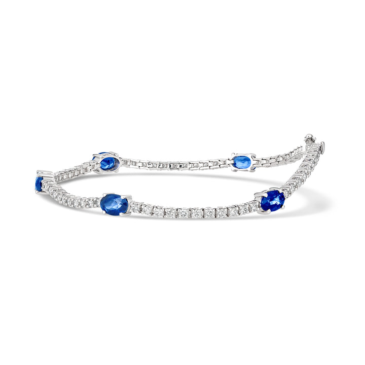 Classic Tennis Bracelet with Sapphire Gemstones | White Gold