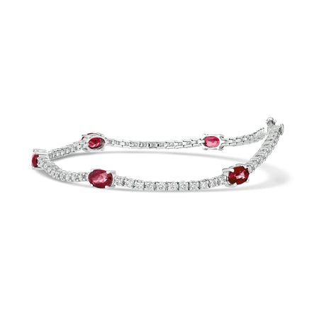 Classic Tennis Bracelet with Ruby Gemstones | White Gold