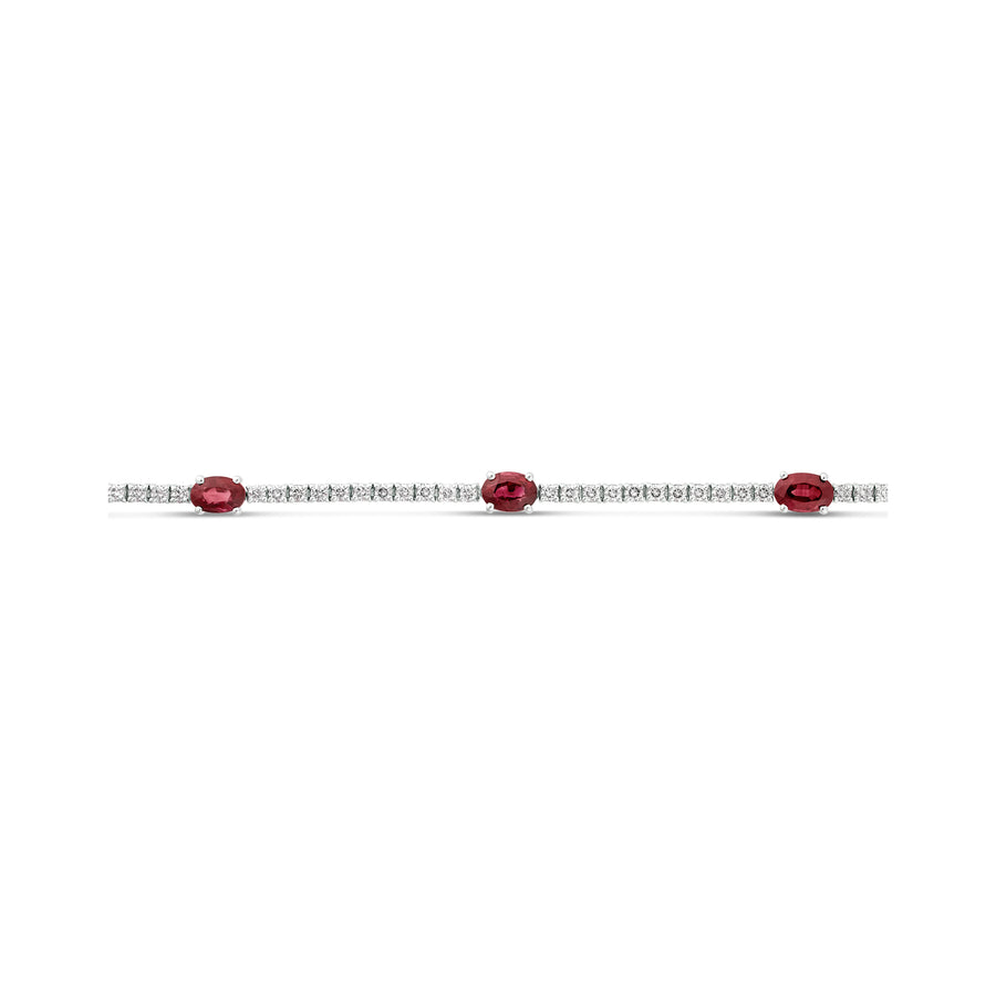 Classic Tennis Bracelet with Ruby Gemstones | White Gold