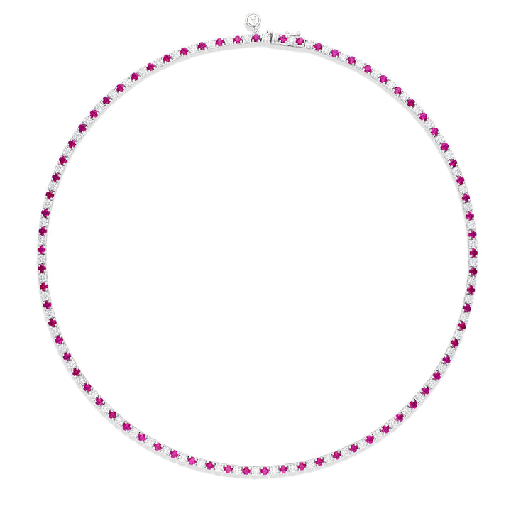 Tennis | Classic Diamond and Ruby Tennis Necklace