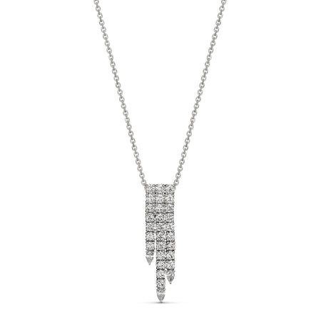 Classic Waterfall Diamond Drop Pendant Necklace | White Gold