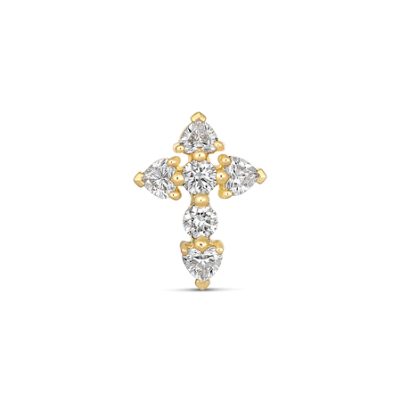 Aurora Diamond Cross Single Earring | 18K Yellow Gold
