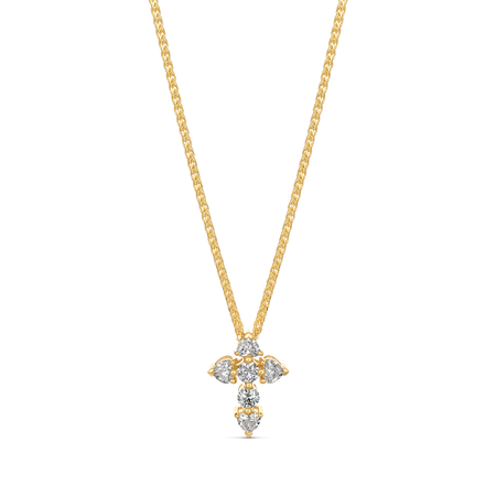 Aurora | Diamond Cross Necklace Yellow Gold
