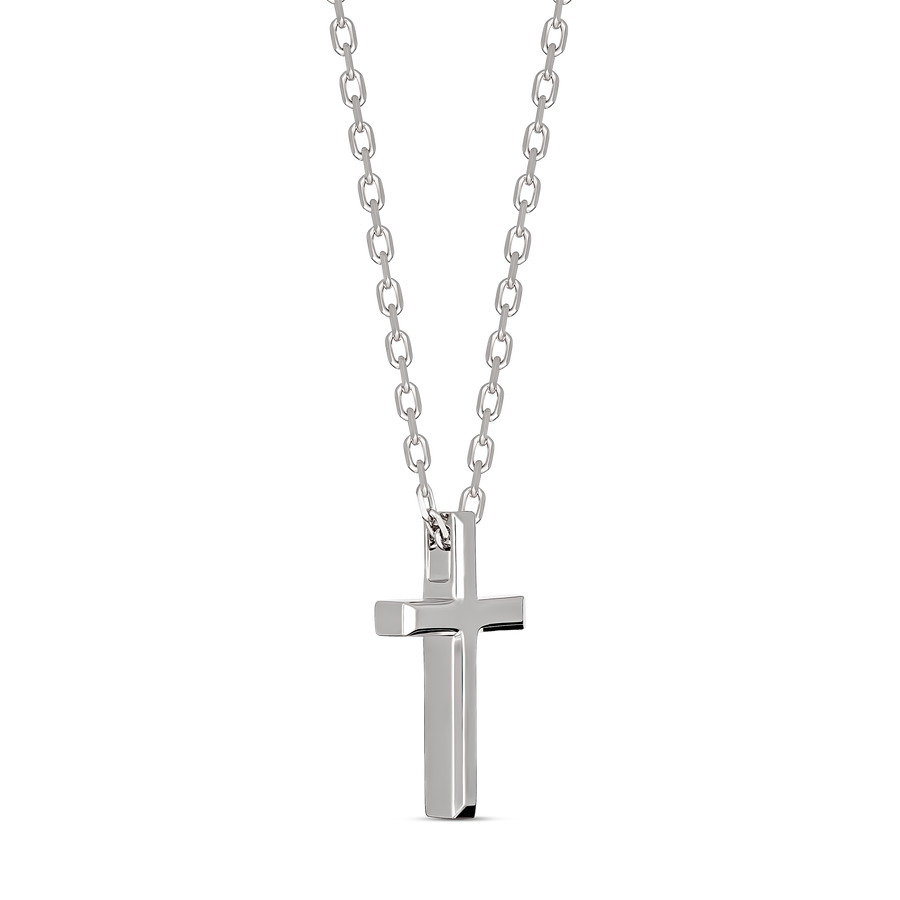 Saint Solid Gold Cross Necklace | White Gold