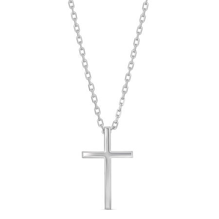 Saint Solid Gold Cross Necklace | White Gold