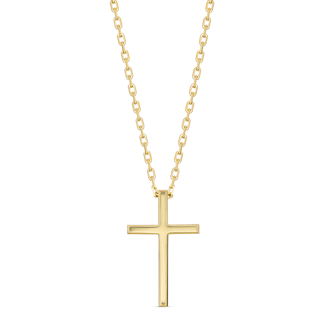 Saint Solid Gold Cross Necklace | 18K Yellow Gold - CROSS-P35613