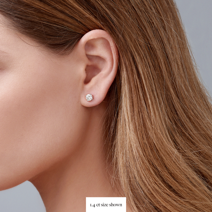 Classic Diamond 4 Claw Stud Earrings White Gold