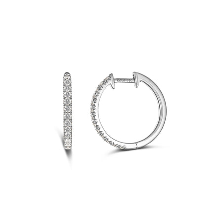 Krisscut Half Moon Hoops | 18K White Gold