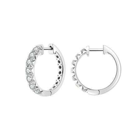 Krisscut Lunar Diamond Hoops | White Gold