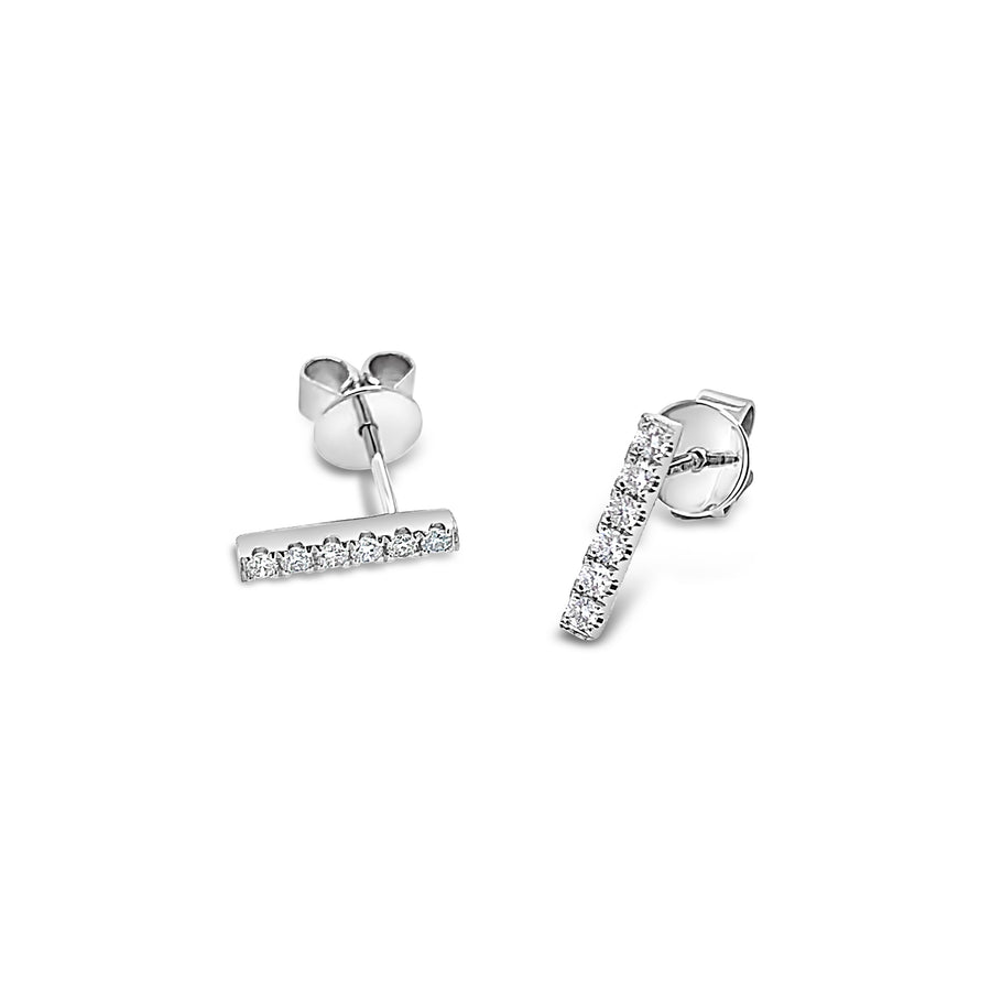 Icon Diamond Bar Earrings | White Gold