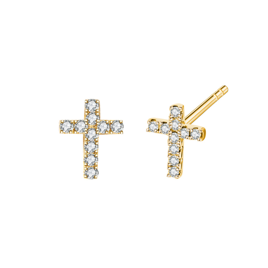 Icon Diamond Cross Earrings | Yellow Gold