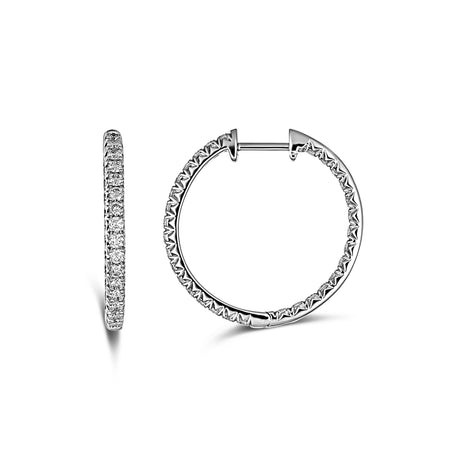 Krisscut Full Moon Hoops | 18K White Gold