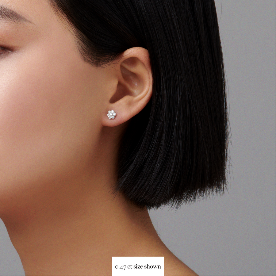 Daisy Diamond Stud Earrings White Gold