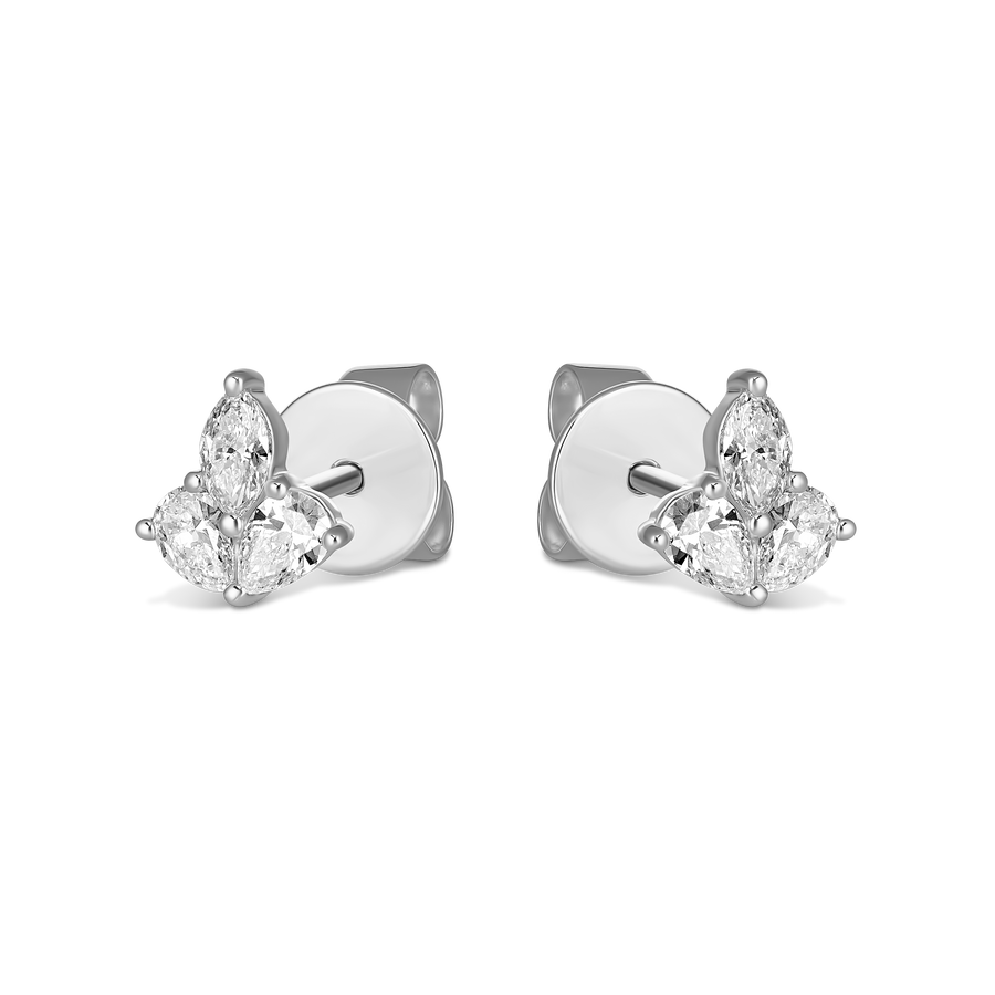 Icon Blossom Diamond Stud Earrings | White Gold