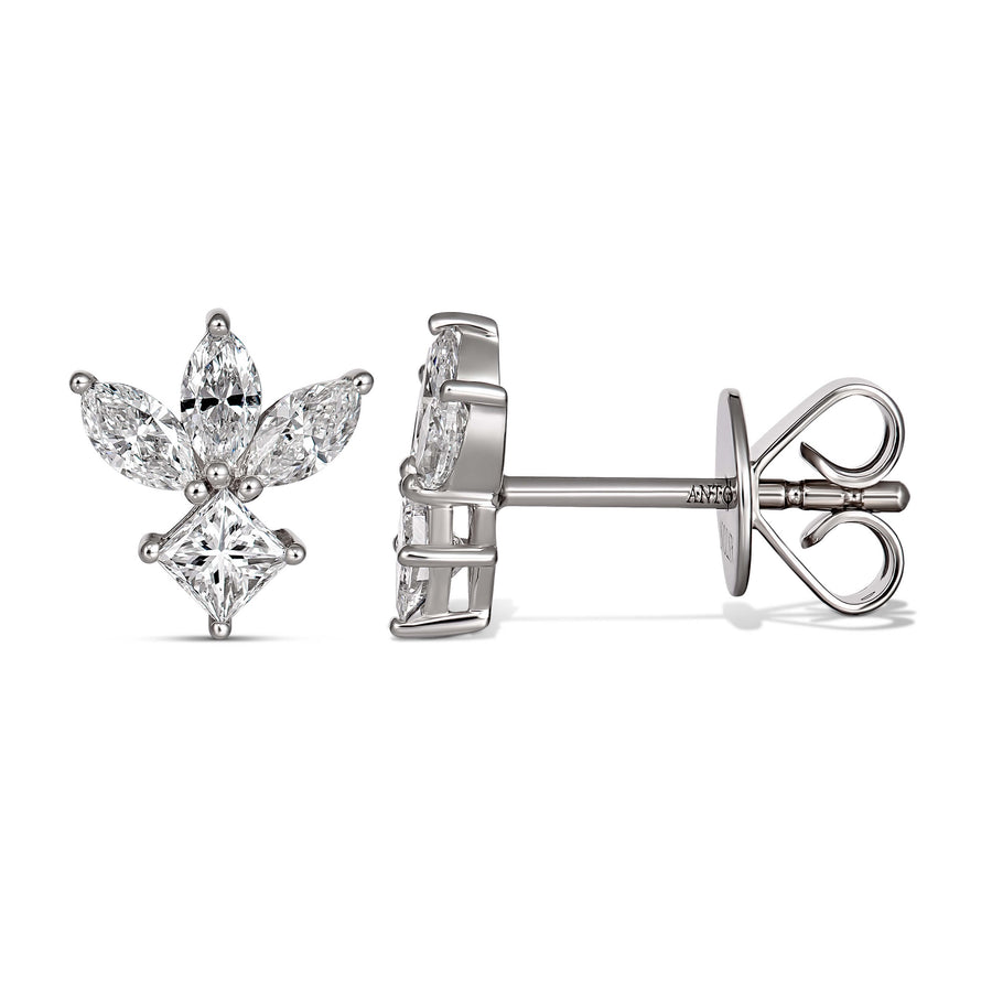 Icon Fleur Diamond Stud Earrings | White Gold