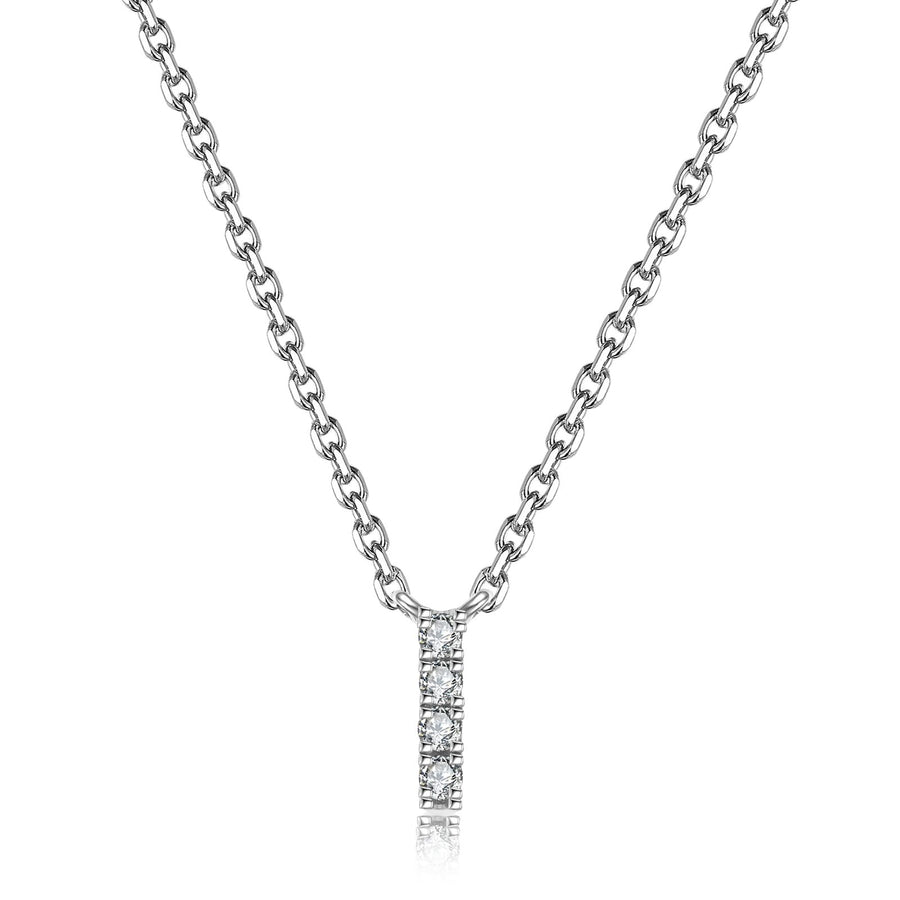 Initial Diamond Pendant Necklace | White Gold