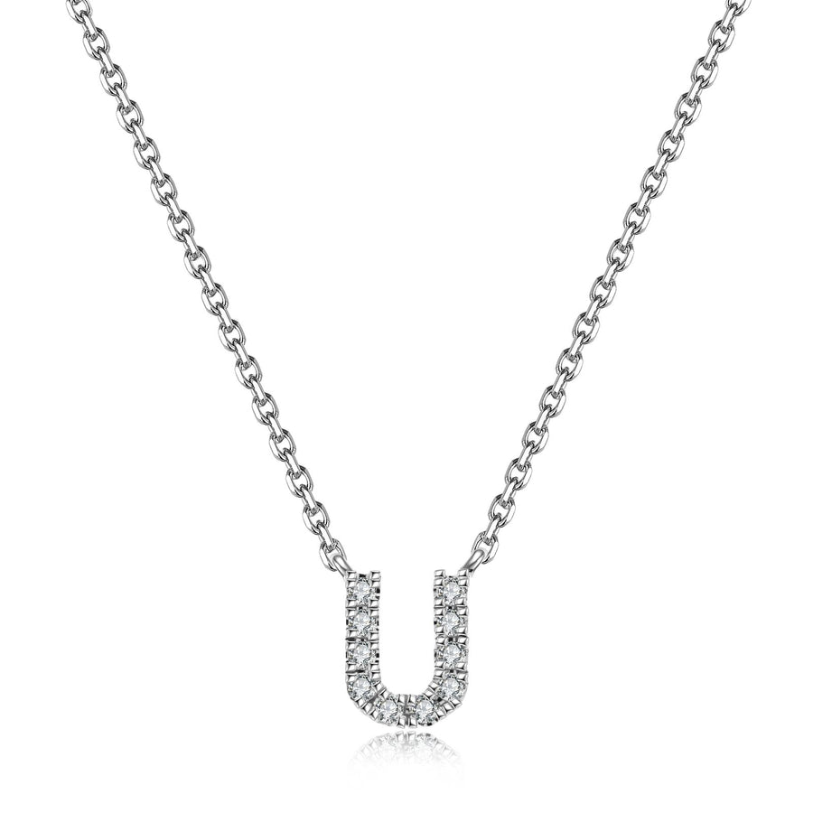 Initial Diamond Pendant Necklace | White Gold
