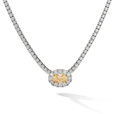 Hello Yellow® Oval Diamond Tennis Necklace | 18K White Gold