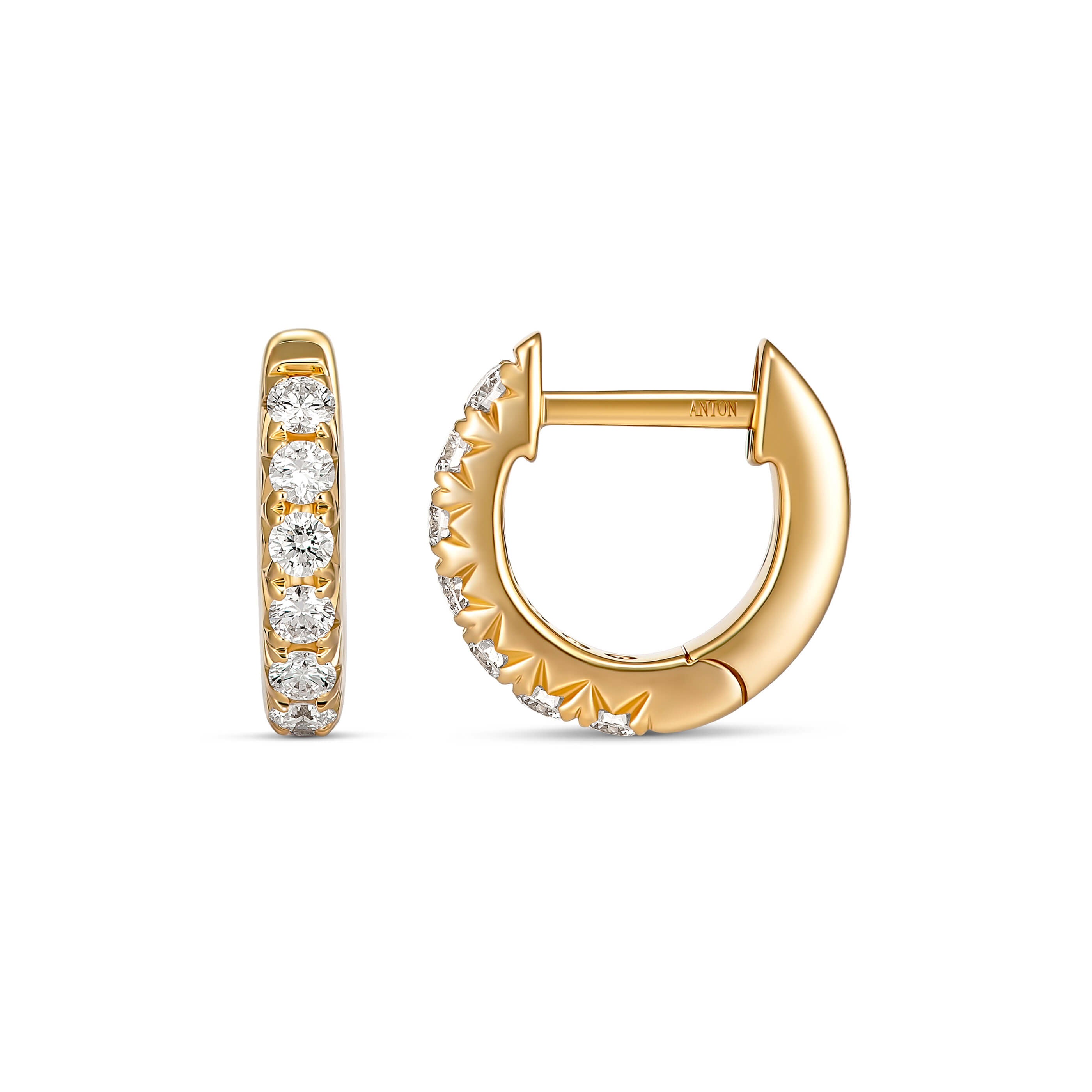 Krisscut Diamond Huggies | Yellow Gold – ANTON Jewellery