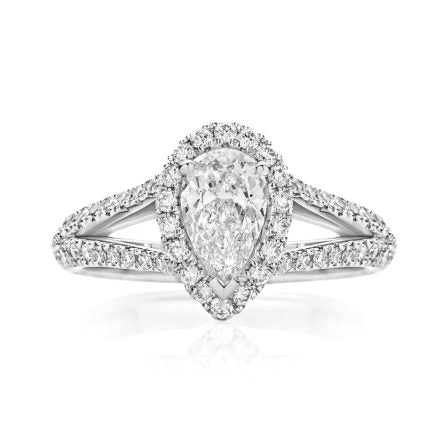 Classic Engagement | Pear Cut Diamond Halo Split Ring