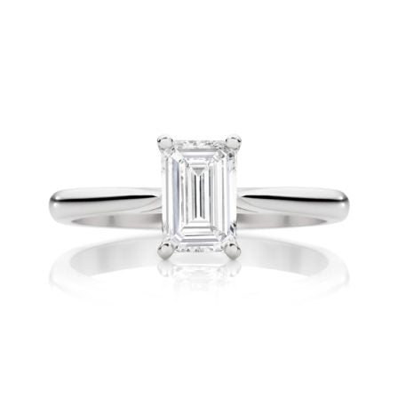Classic Taylor Emerald Cut Diamond Engagement Ring | 18K White Gold