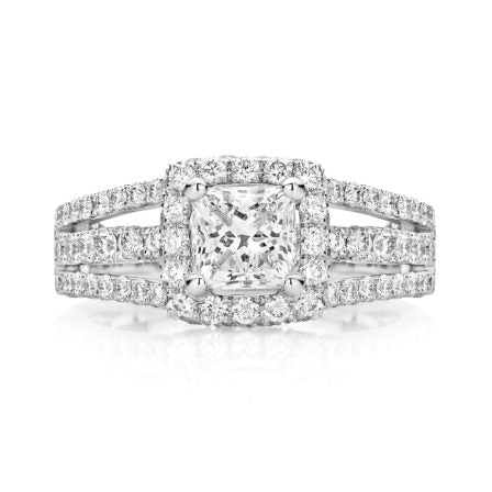 Classic Bessie Princess Cut Diamond Engagement Ring | 18K White Gold