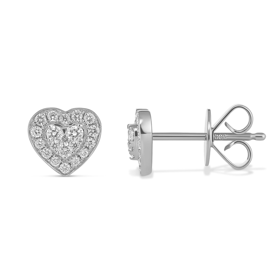 Promise Mini Heart Diamond Studs | White Gold