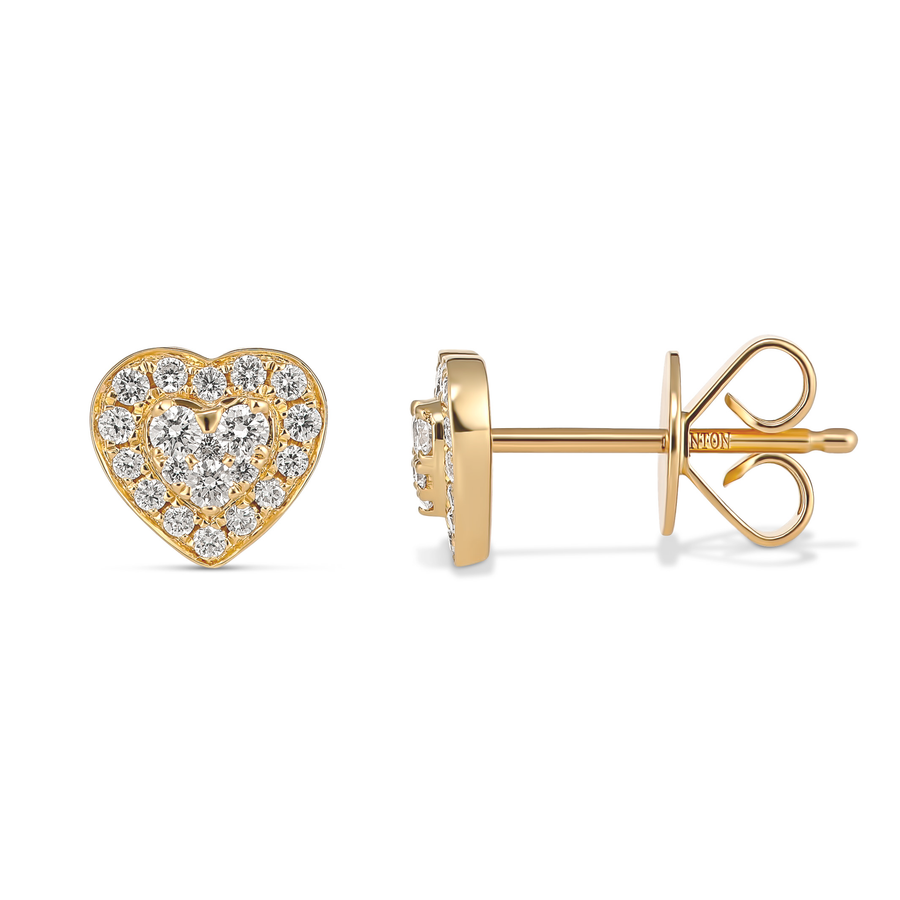 Promise Mini Heart Diamond Studs | Yellow Gold