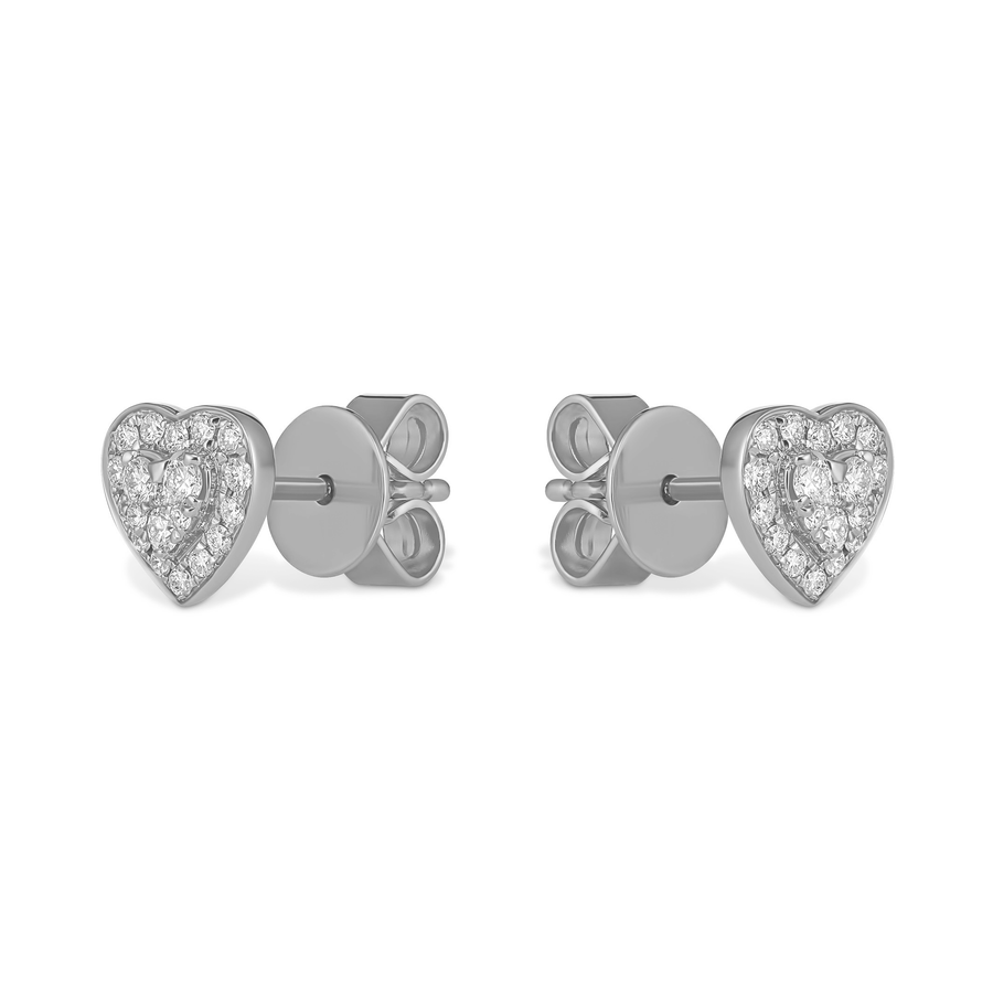 Promise Mini Heart Diamond Studs | White Gold