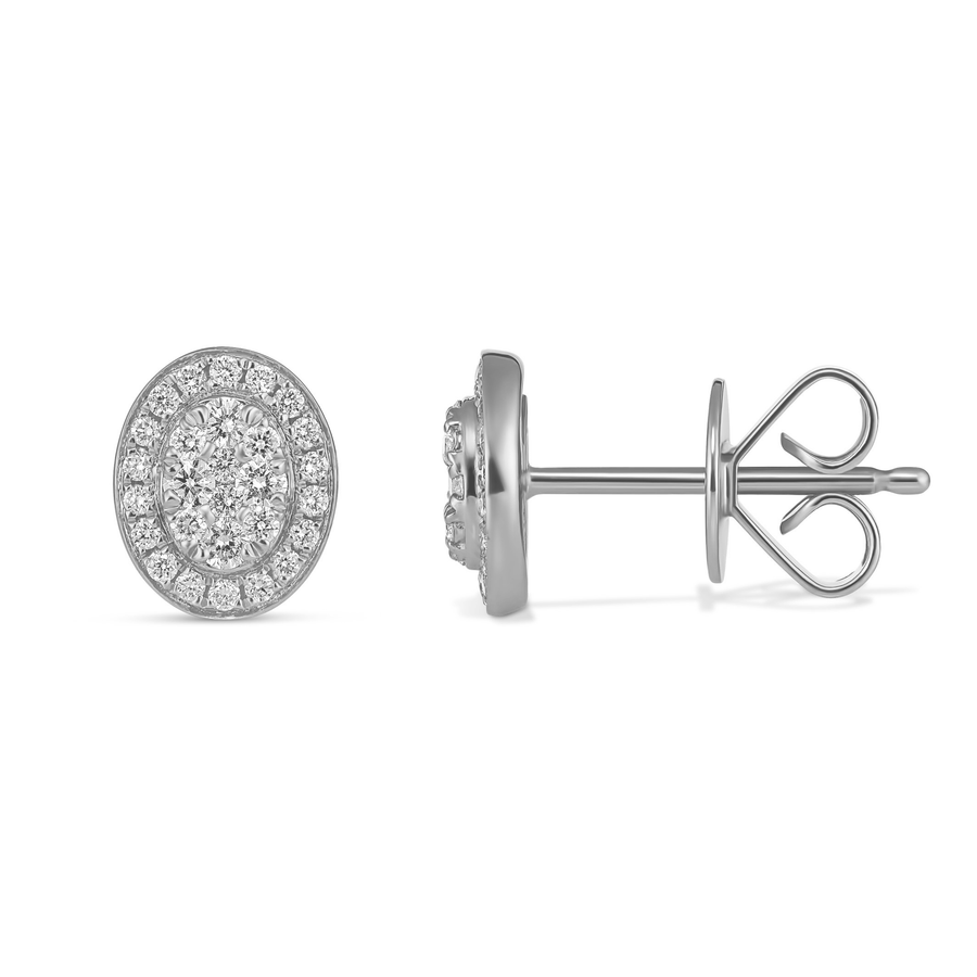 Promise Mini Oval Diamond Studs | White Gold