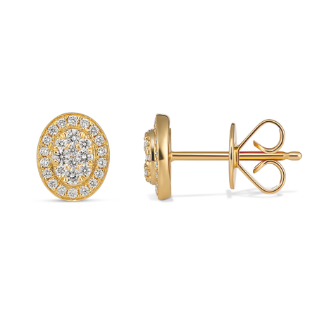 Promise Mini Oval Diamond Studs | 18K Yellow Gold