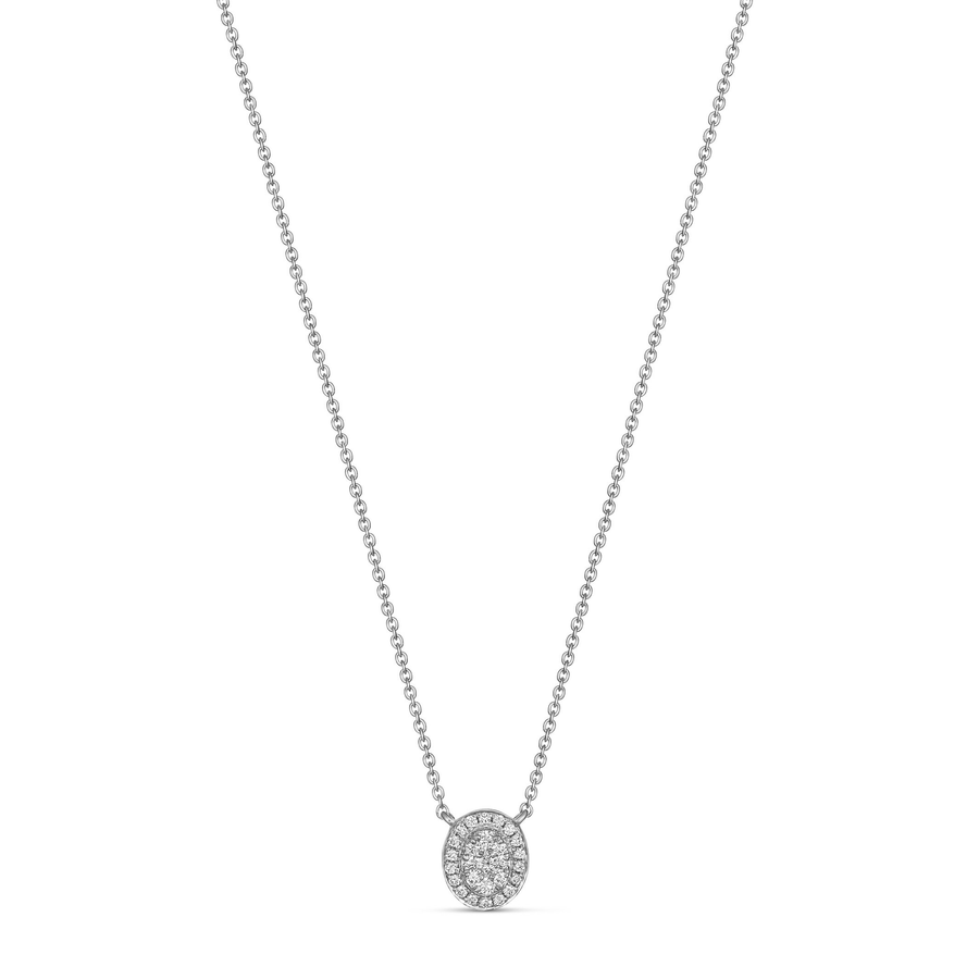 Promise Mini Oval Diamond Necklace White Gold