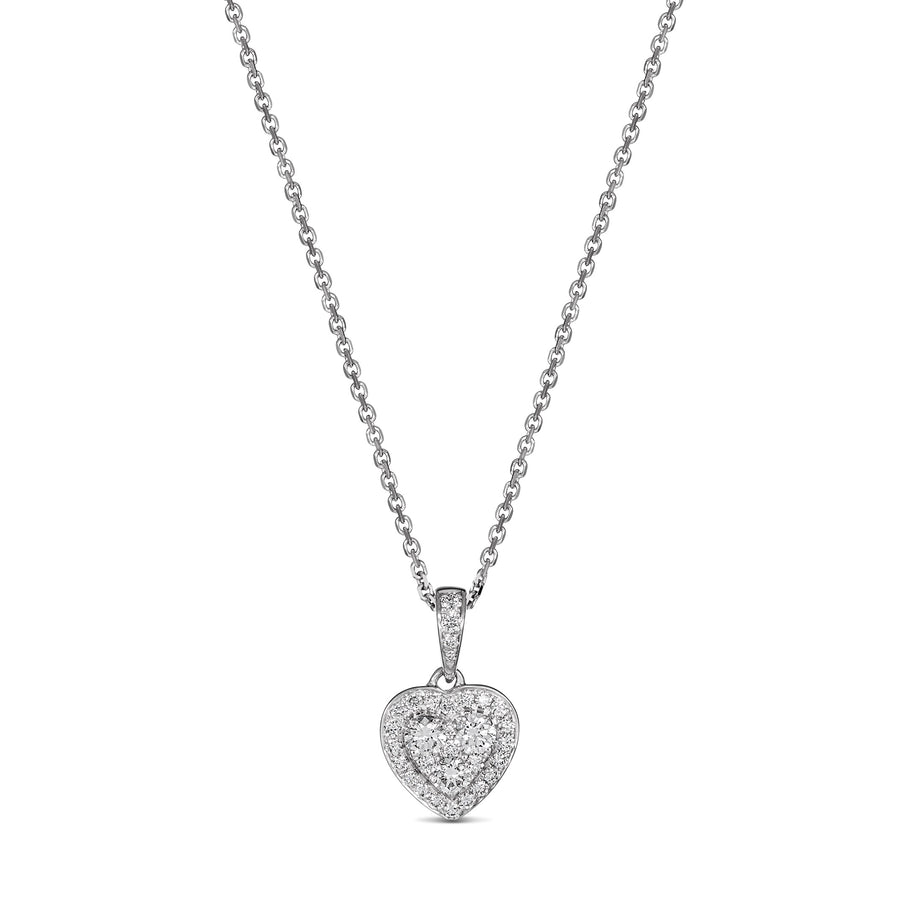 Promise Heart Shape Diamond Pendant | White Gold
