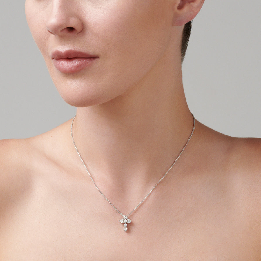 Aurora | Cross Diamond Necklace White Gold