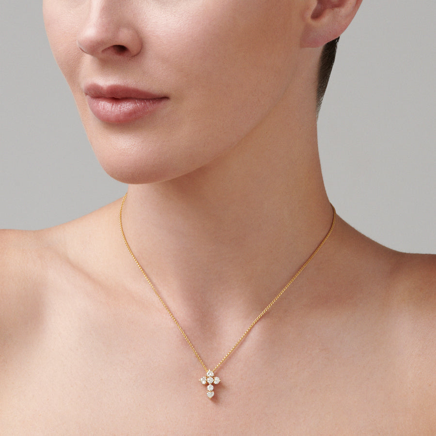 Aurora | Diamond Cross Necklace Yellow Gold