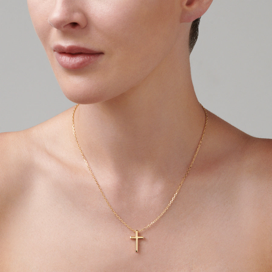 Saint Solid Gold Cross Necklace | Yellow Gold