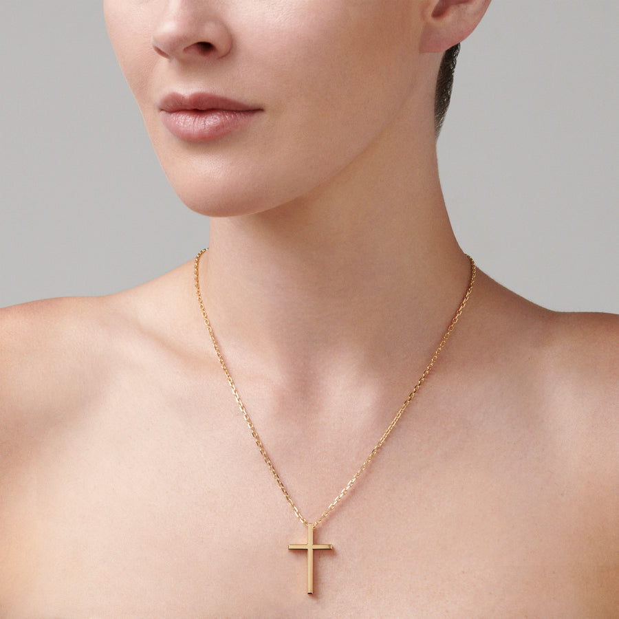 Saint Solid Gold Cross Necklace | Yellow Gold