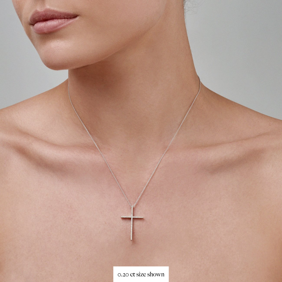 Frankie | Diamond Cross Necklace White Gold