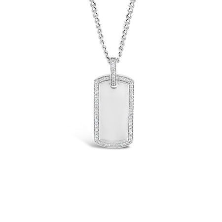 Men's Dog Tag Pendant | 18K White Gold
