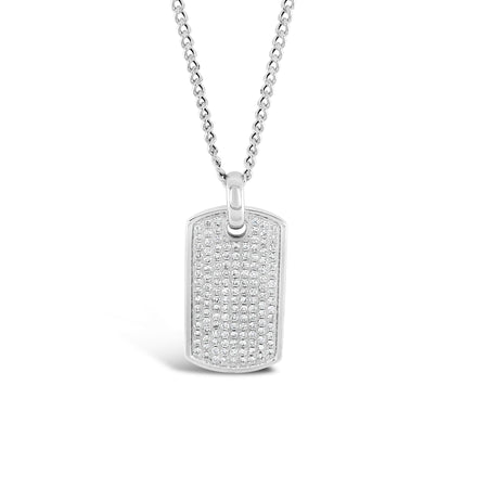 Men's Dog Tag Pendant | 18K White Gold