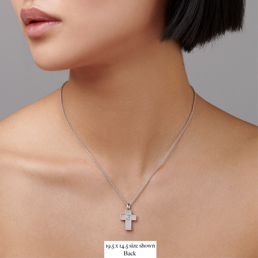 Faith Cross Solid Necklace White Gold ANTON Jewellery